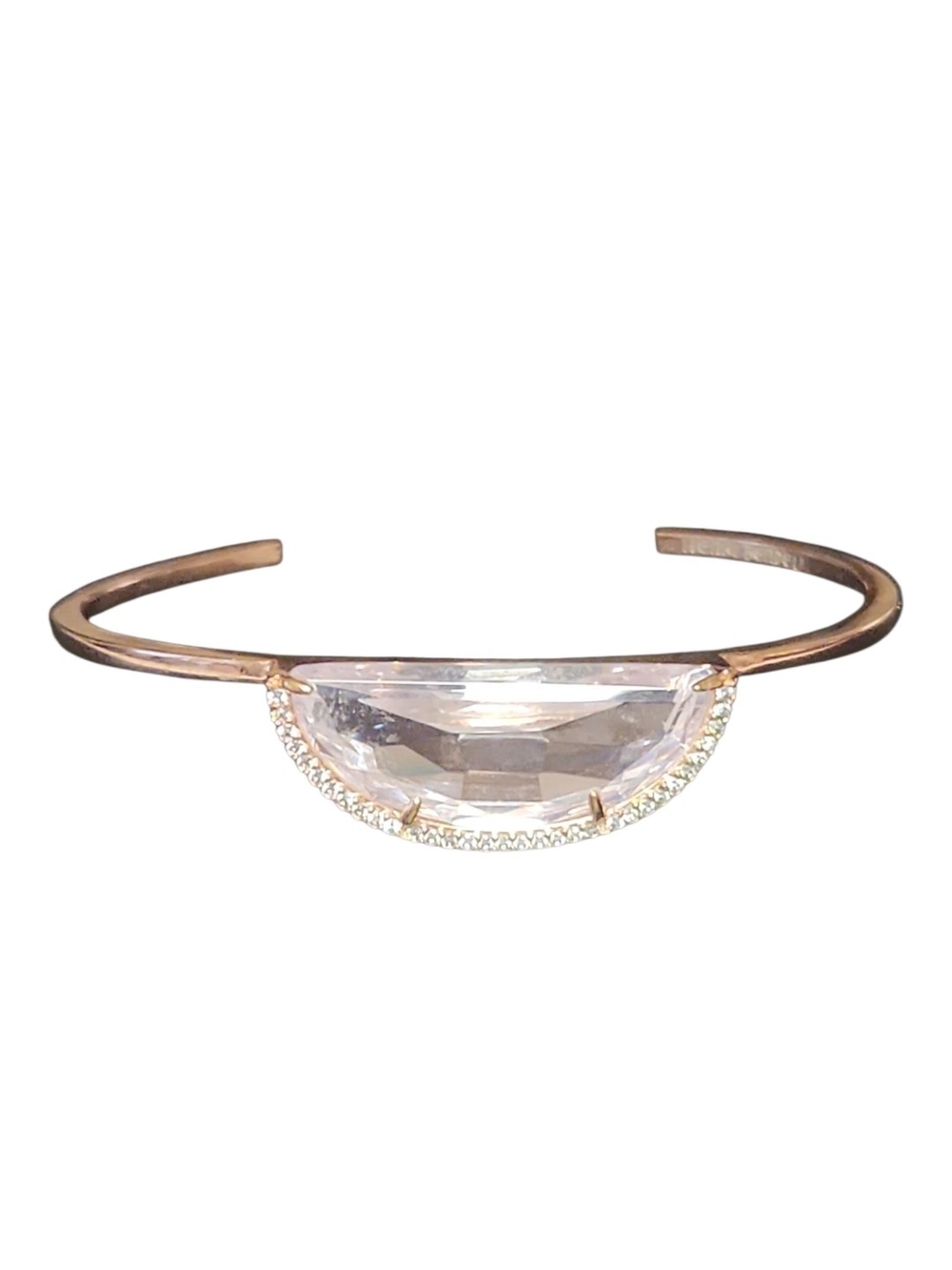 Henri Bendel Half Moon Duo Crystal Rose Gold Skinny Cuff Bracelet